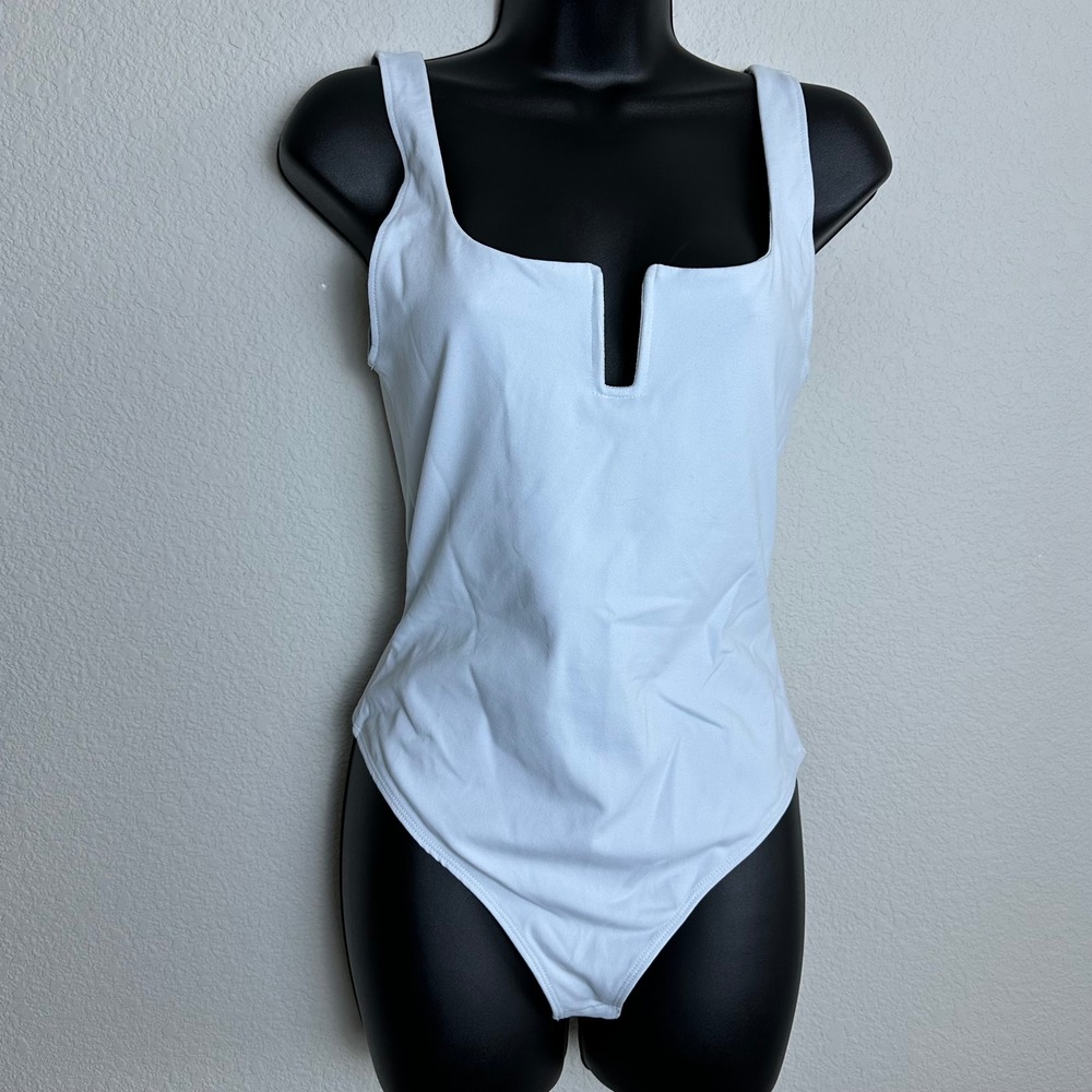Intimately Free People Ice Blue Notched Square Neck Thong Bodysuit Small